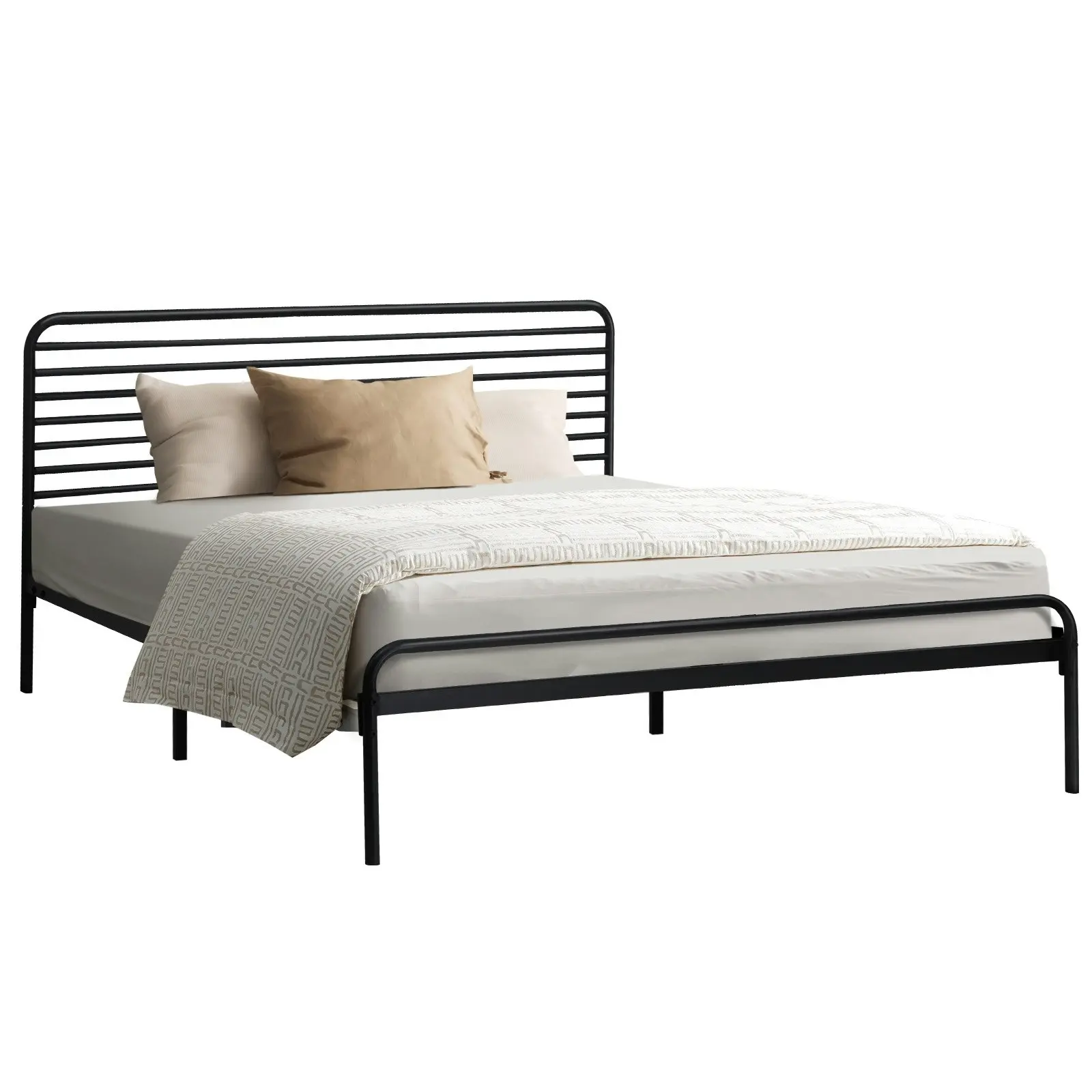 Oikiture Metal Bed Frame Queen Size Beds Platform