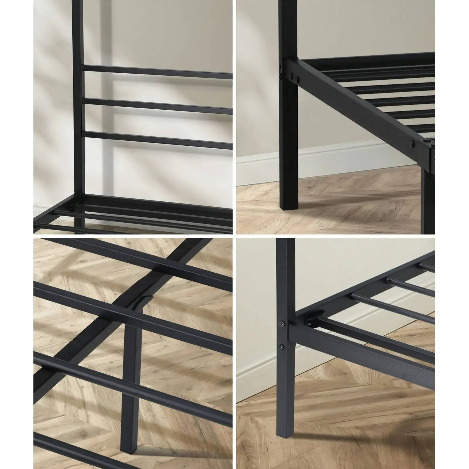 Oikiture Metal Canopy Bed Frame Queen Size Platform