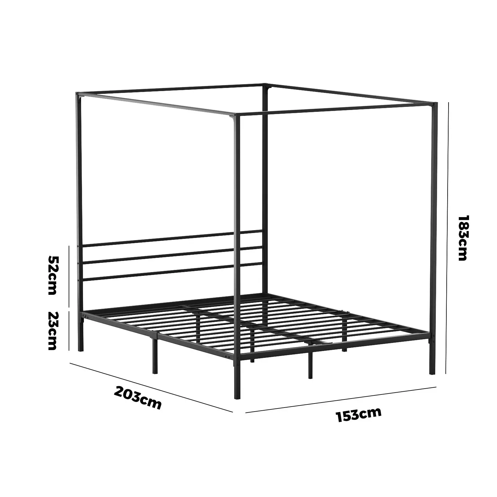 Oikiture Metal Canopy Bed Frame Queen Size Platform