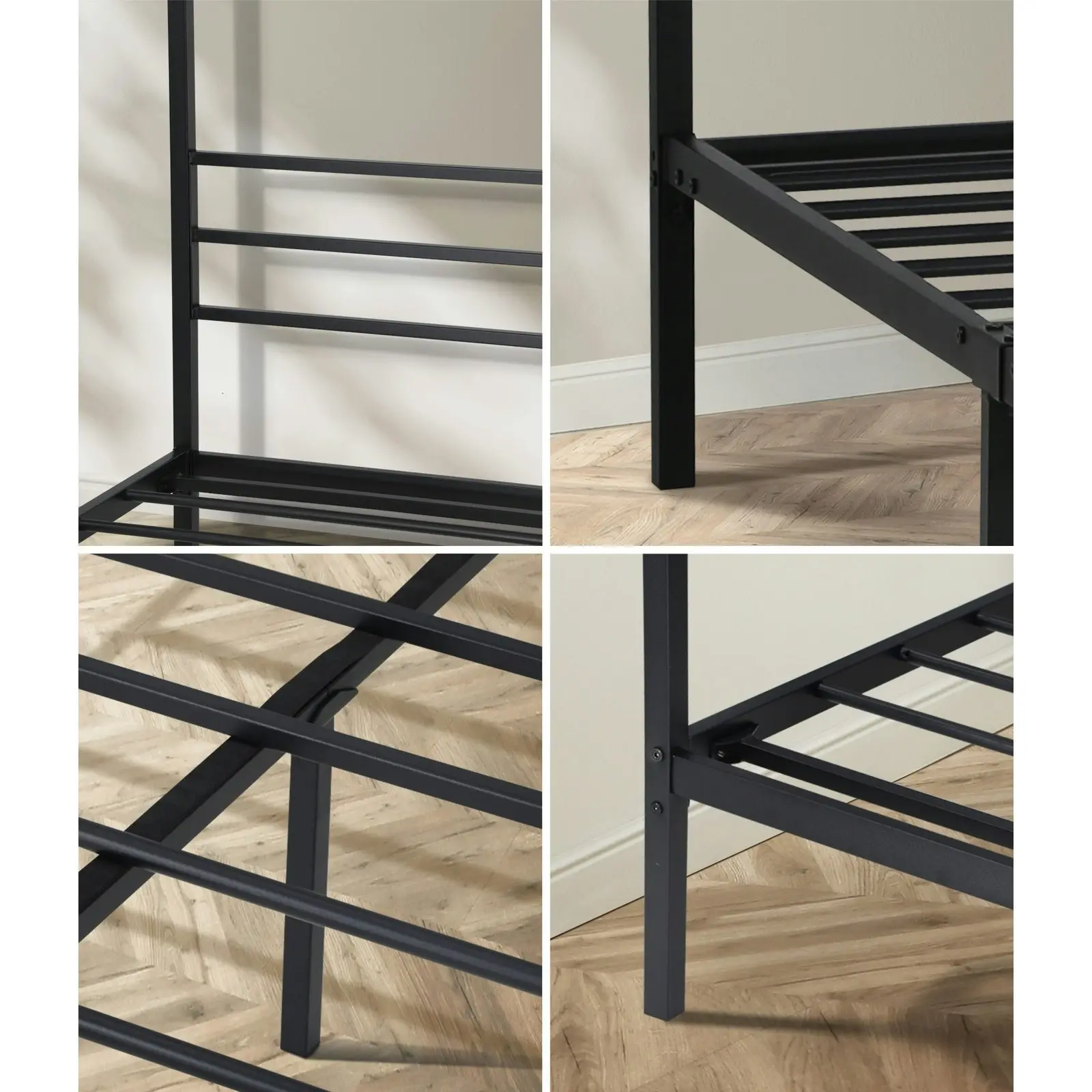 Oikiture Metal Canopy Bed Frame Single Size Platform