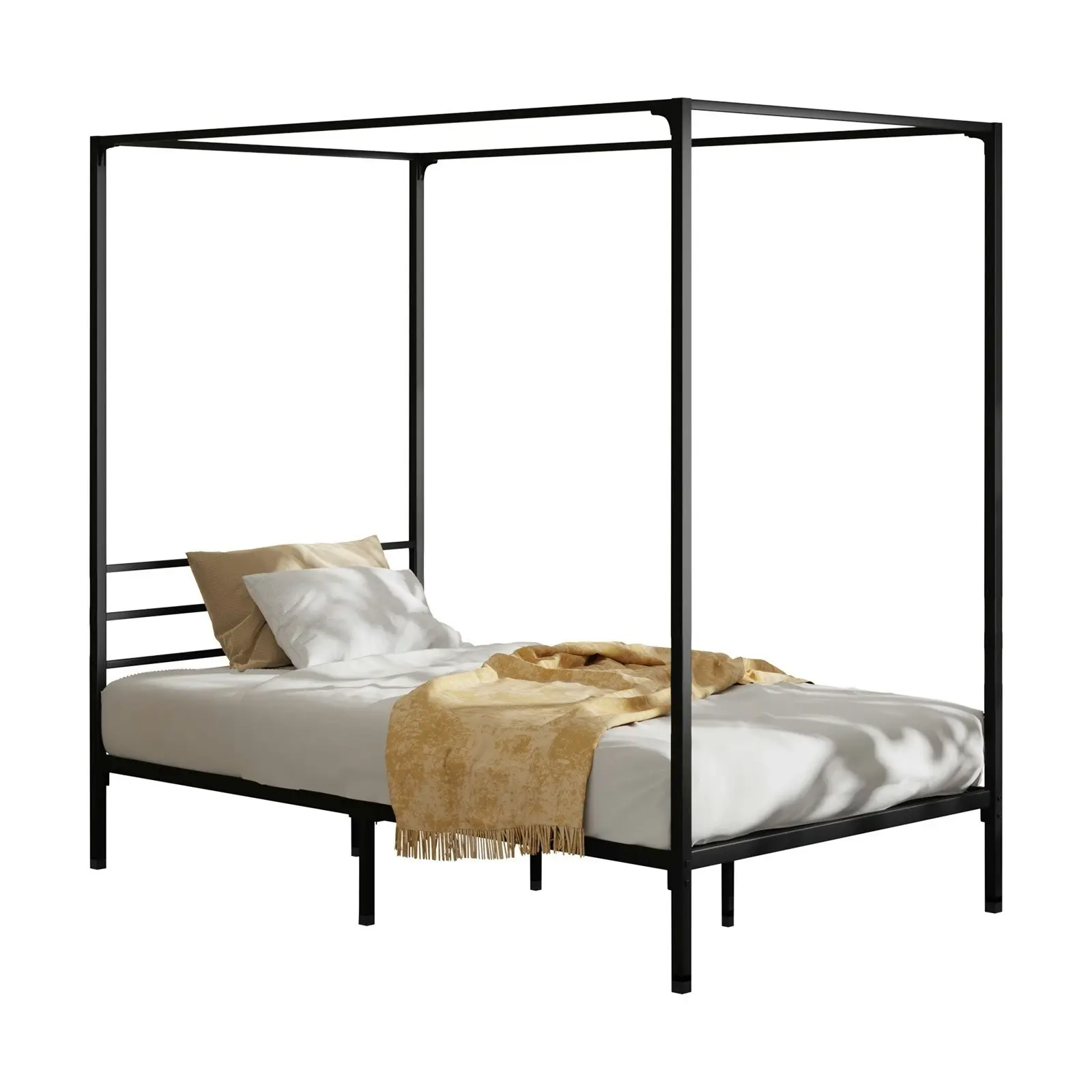 Oikiture Metal Canopy Bed Frame Single Size Platform