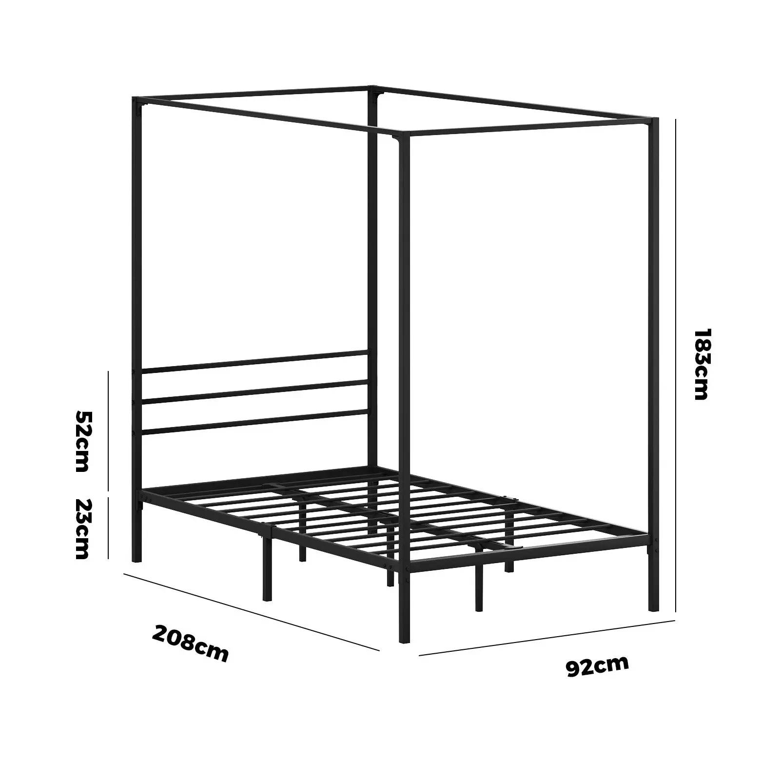 Oikiture Metal Canopy Bed Frame Single Size Platform