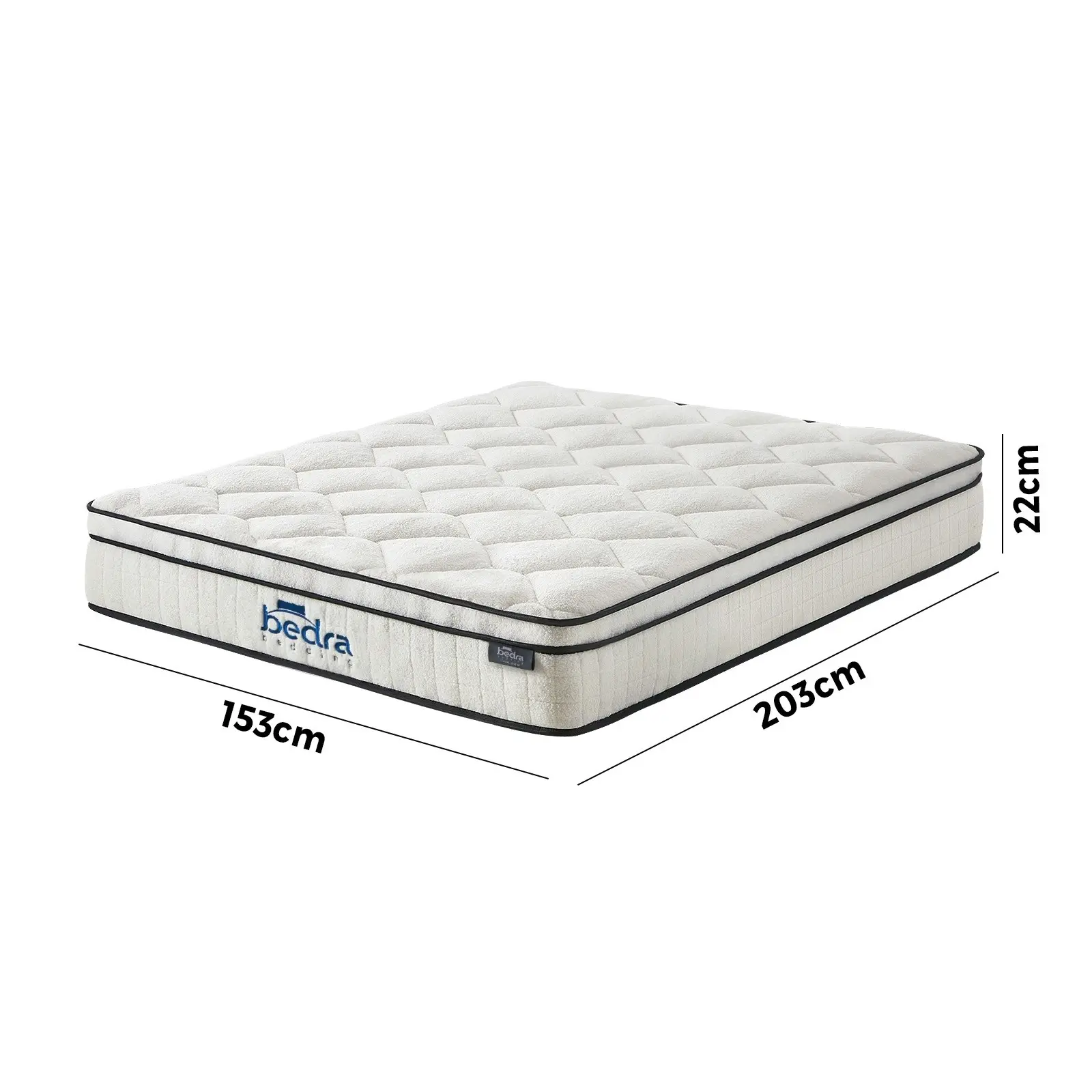 Bedra Queen Mattress Luxury Boucle Fabric Euro Top Pocket Spring Bed Medium Medium 22cm