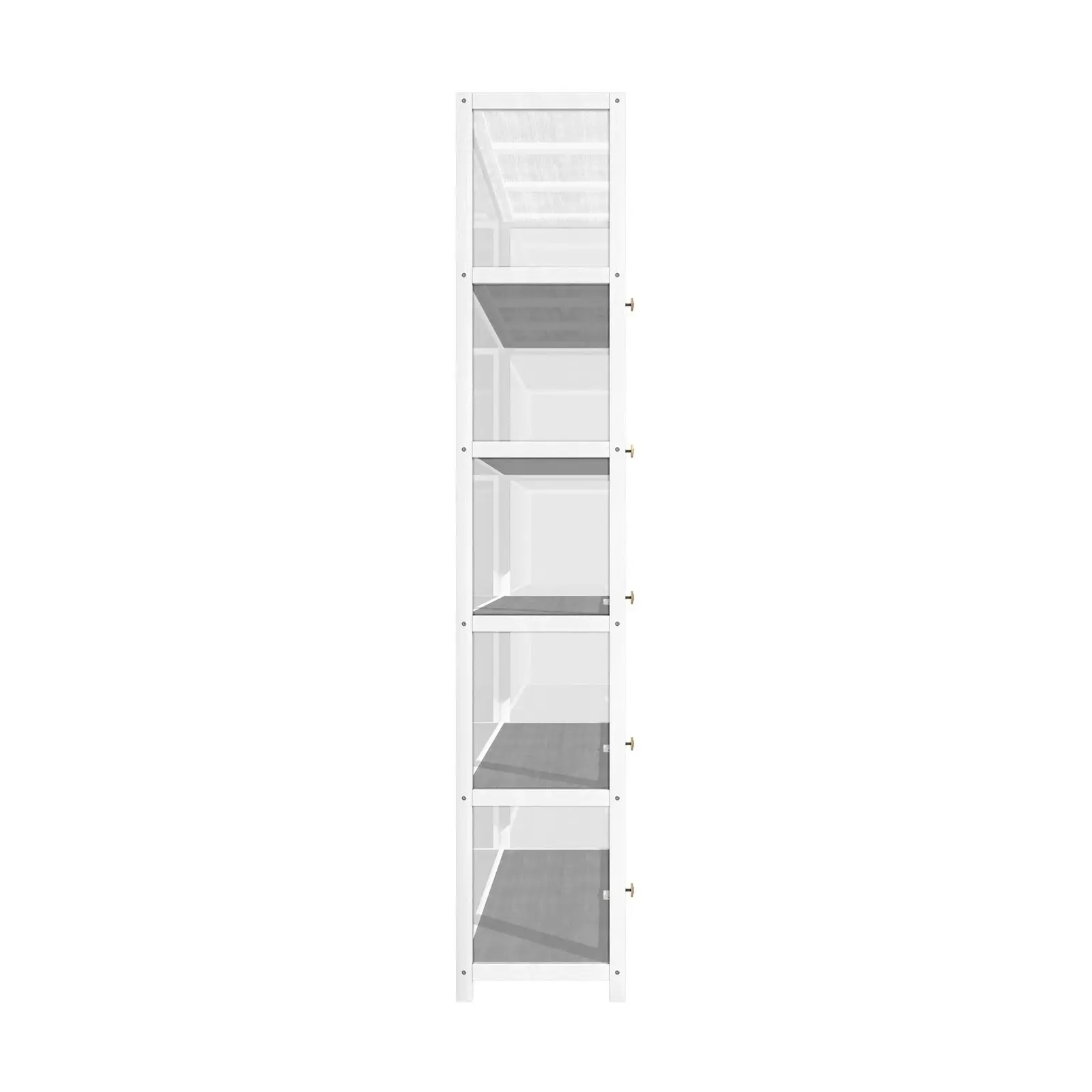 Oikiture Display Cabinet Storage 5-Tier Shelves Clear Bookcase Sideboard White