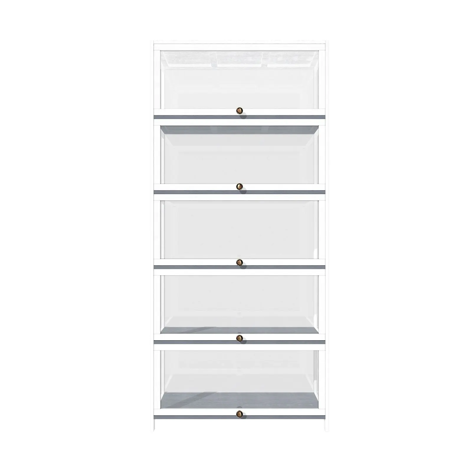 Oikiture Display Cabinet Storage 5-Tier Shelves Clear Bookcase Sideboard White