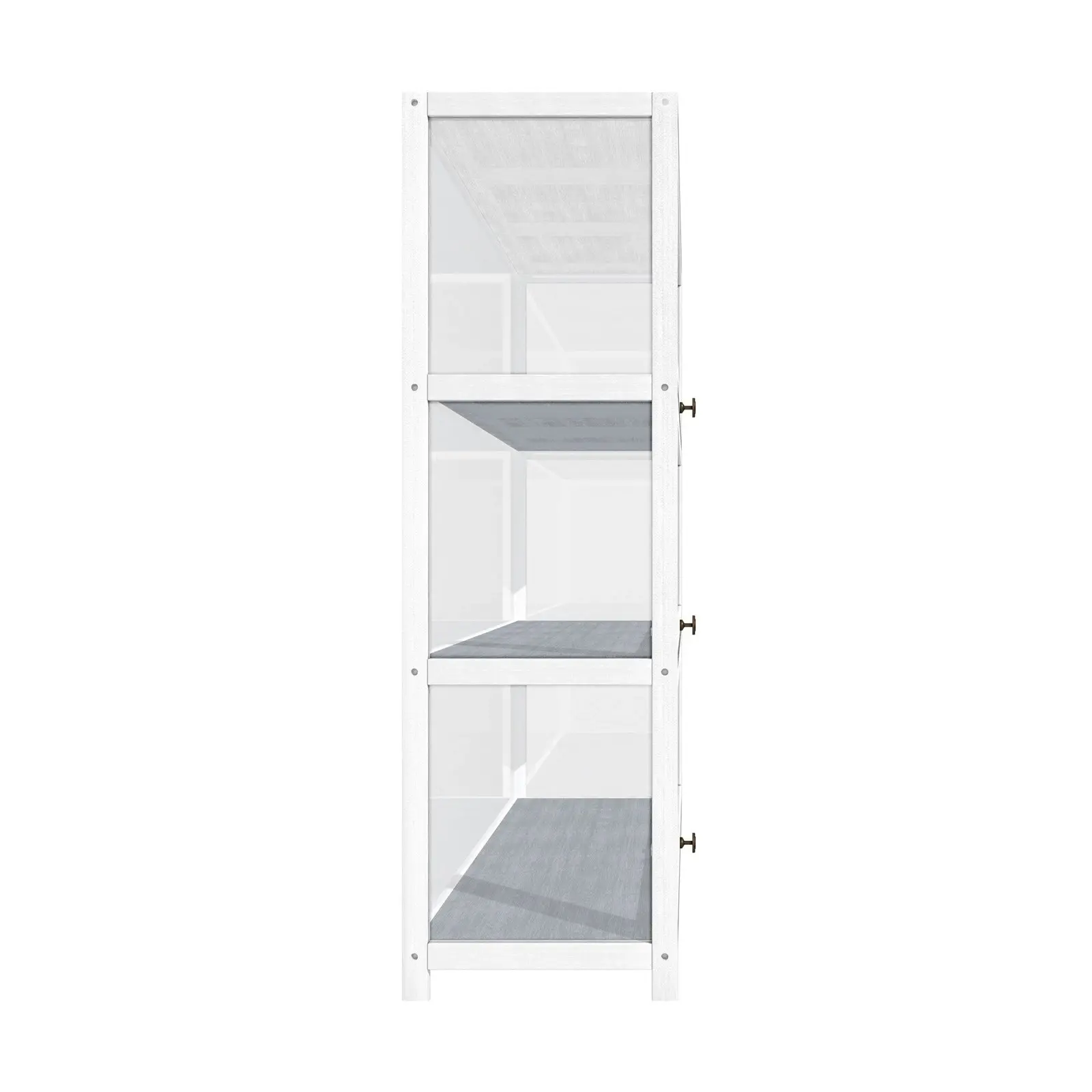 Oikiture Display Cabinet With Bamboo Frame Acrylic Board 3 shelves White