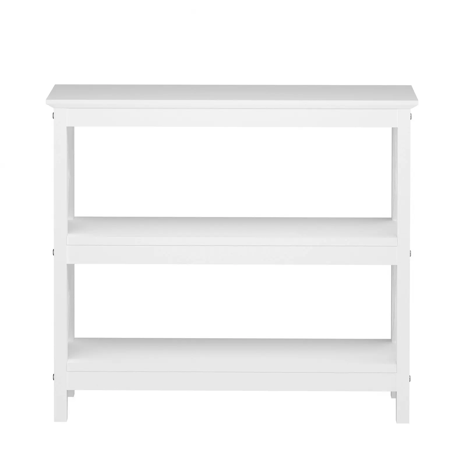 Oikiture 3-Tier Console Table X-Design Wood Sofa Table Hall Side Entry White