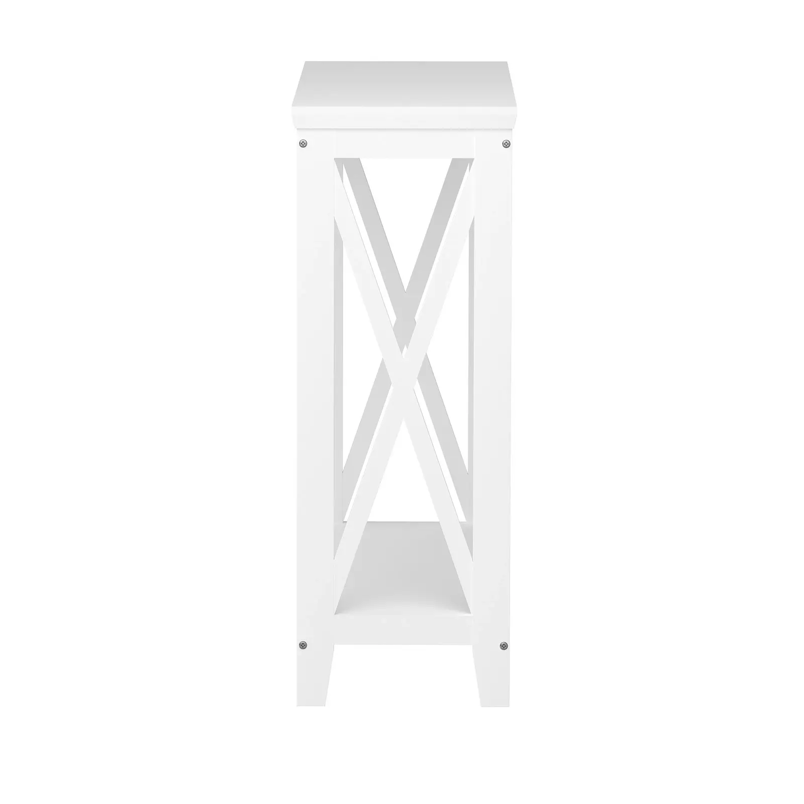 Oikiture 2-Tier Console Table X-Design Wood Sofa Table Hall Side Entry White