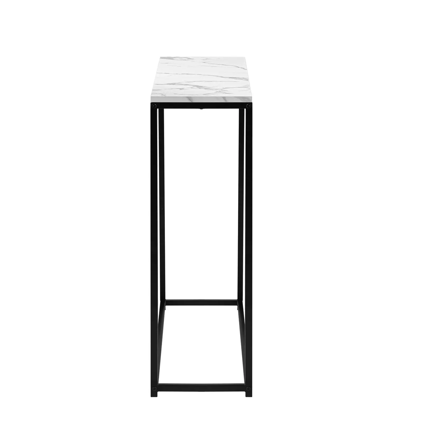 Oikiture Console Table Marble-look Iron Hallway Desk Entry Display Black&White