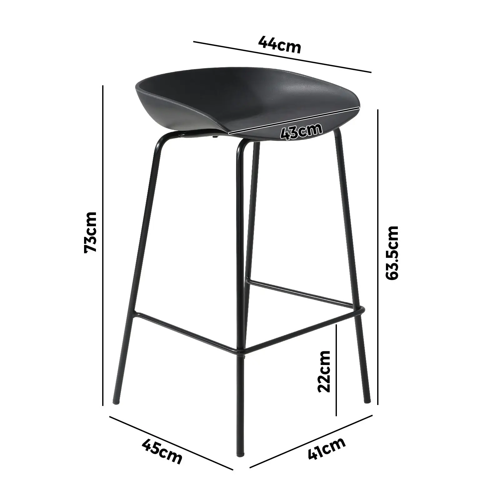 Oikiture 2x Kitchen Bar Stools Stool Dinning Counter Chairs Metal Black