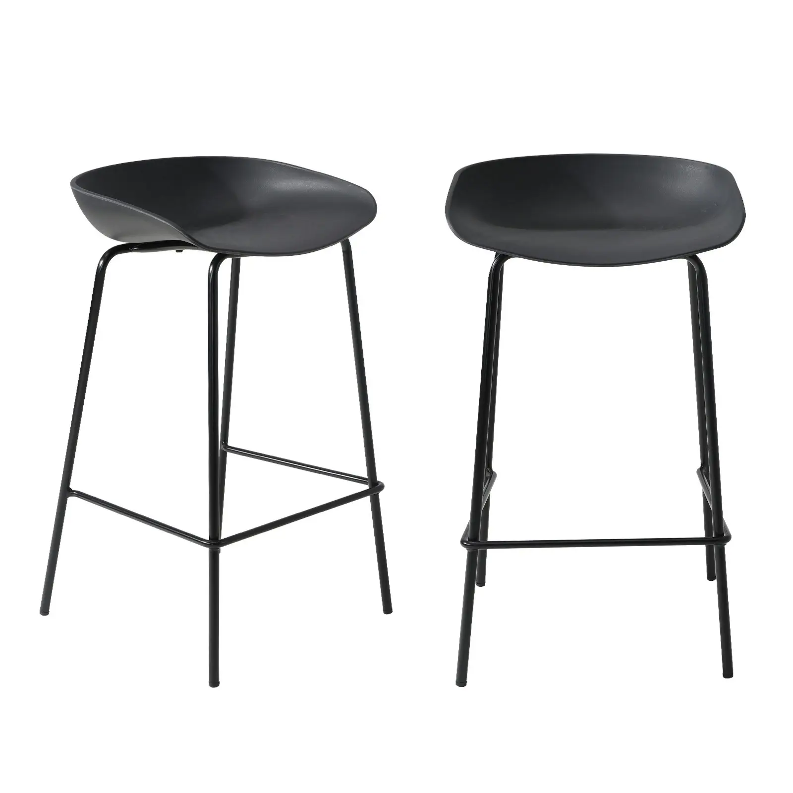 Oikiture 2x Kitchen Bar Stools Stool Dinning Counter Chairs Metal Black