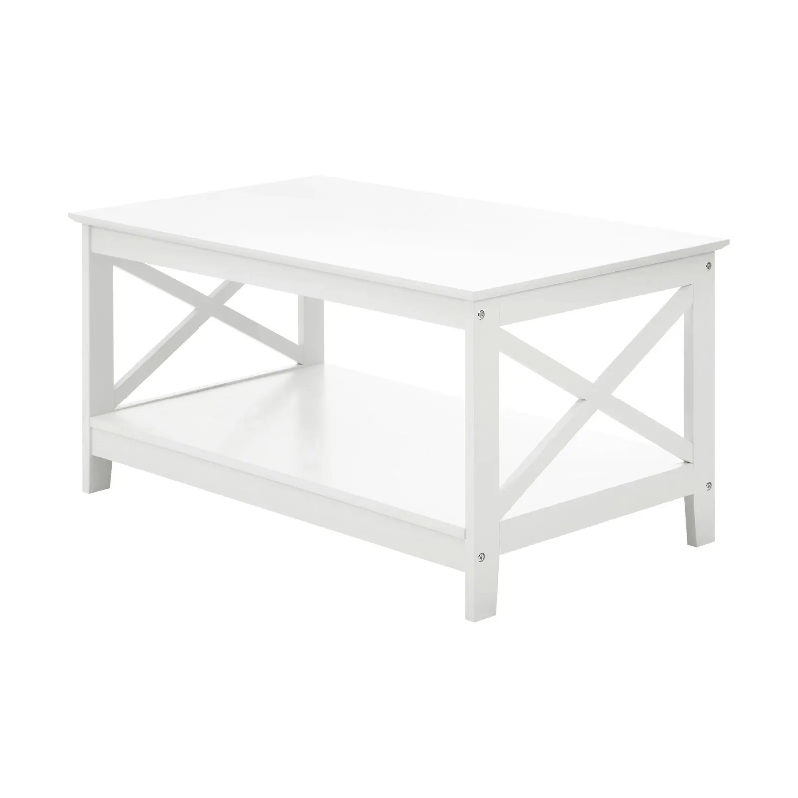 Oikiture Coffee Table Side Tables Storage Rack Shelf 2-Tier Hamptons Furniture