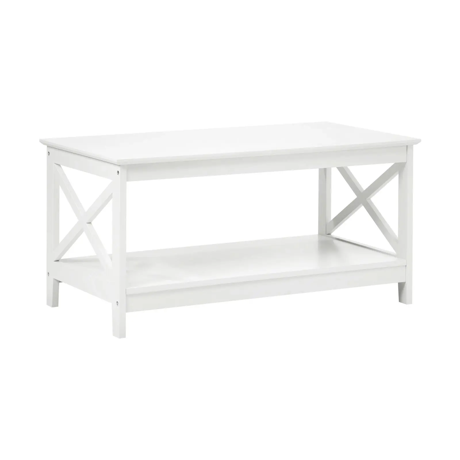 Oikiture Coffee Table Side Tables Storage Rack Shelf 2-Tier Hamptons Furniture