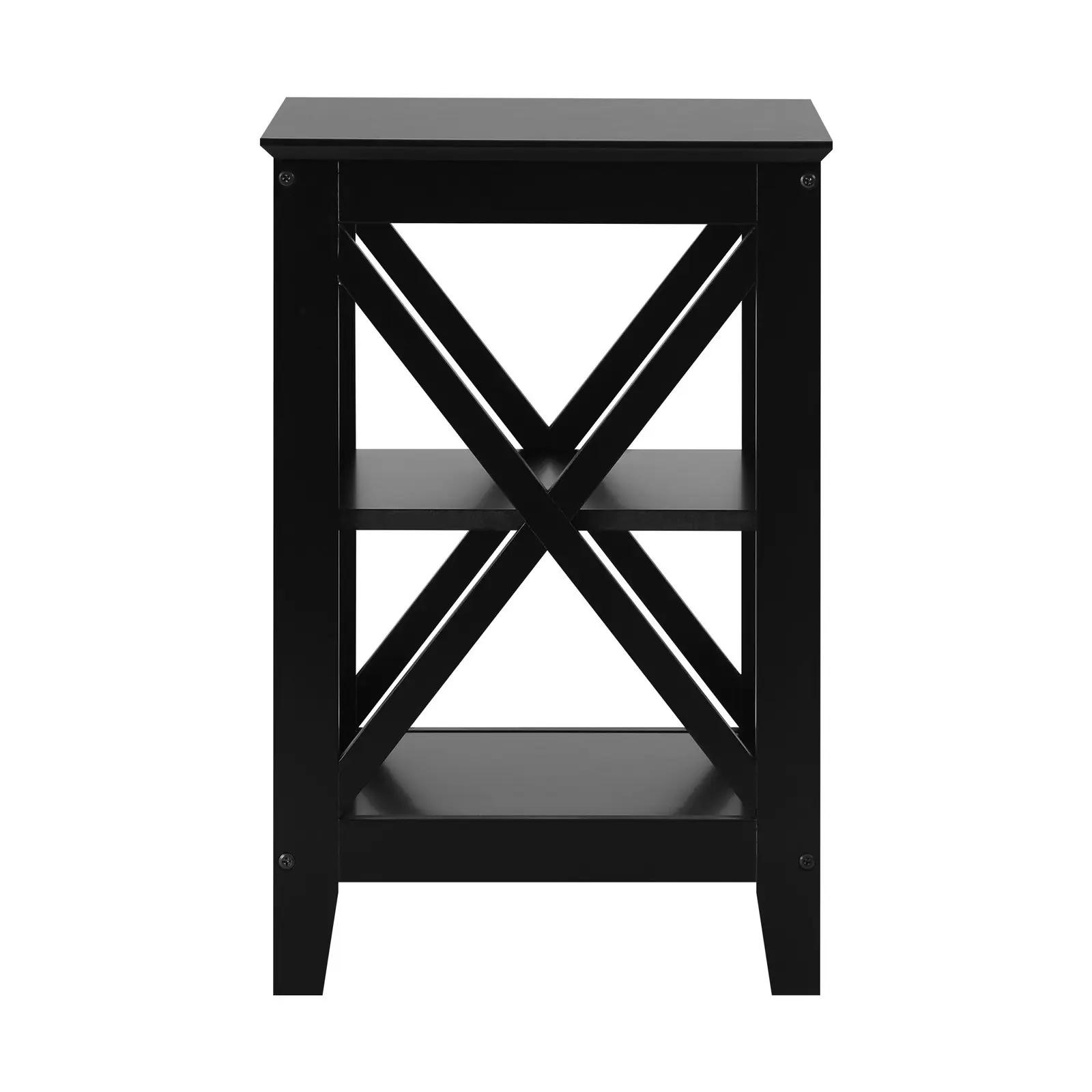 Oikiture Side Table Coffee Bedside Sofa End Tables 3-tier Shelf Black