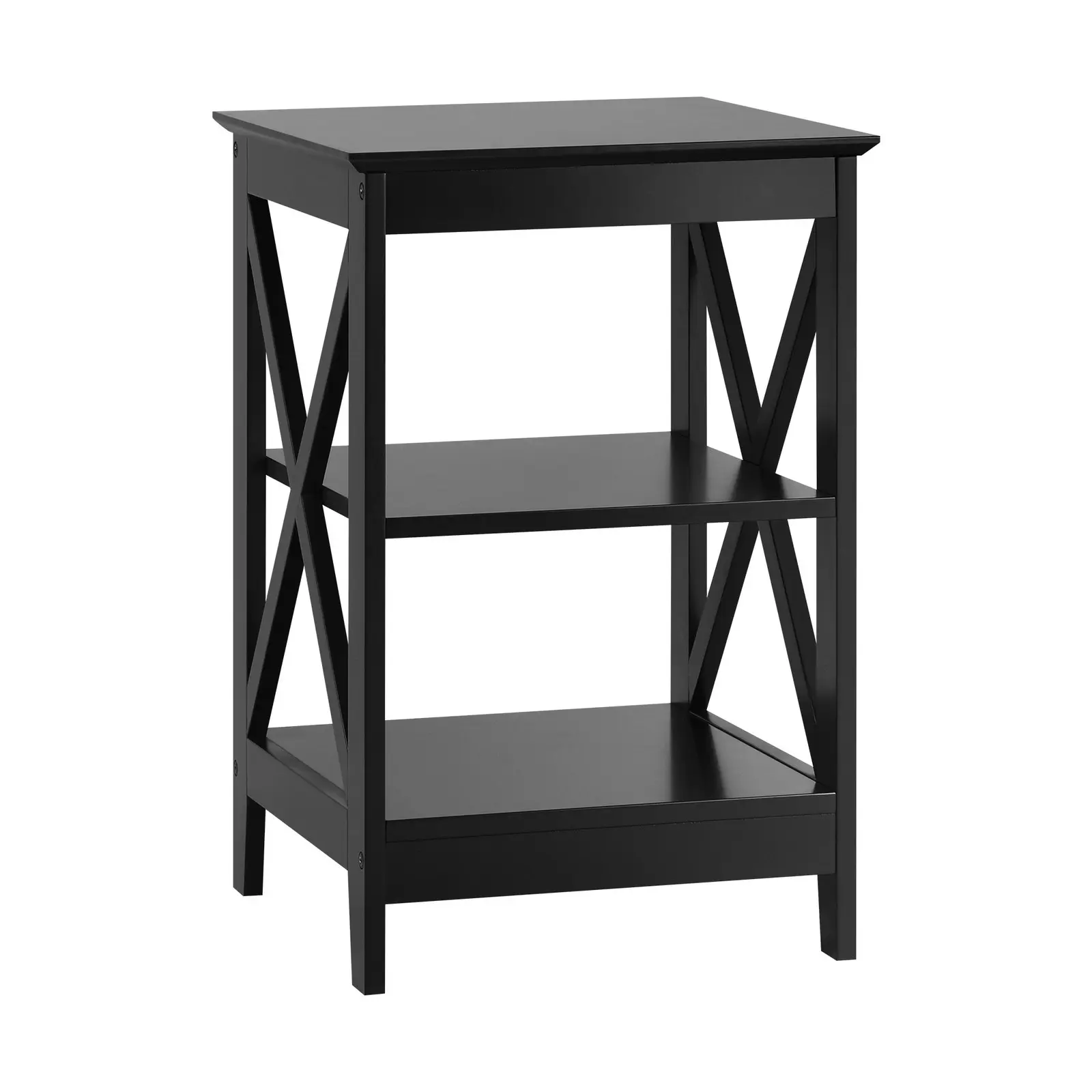 Oikiture Side Table Coffee Bedside Sofa End Tables 3-tier Shelf Black