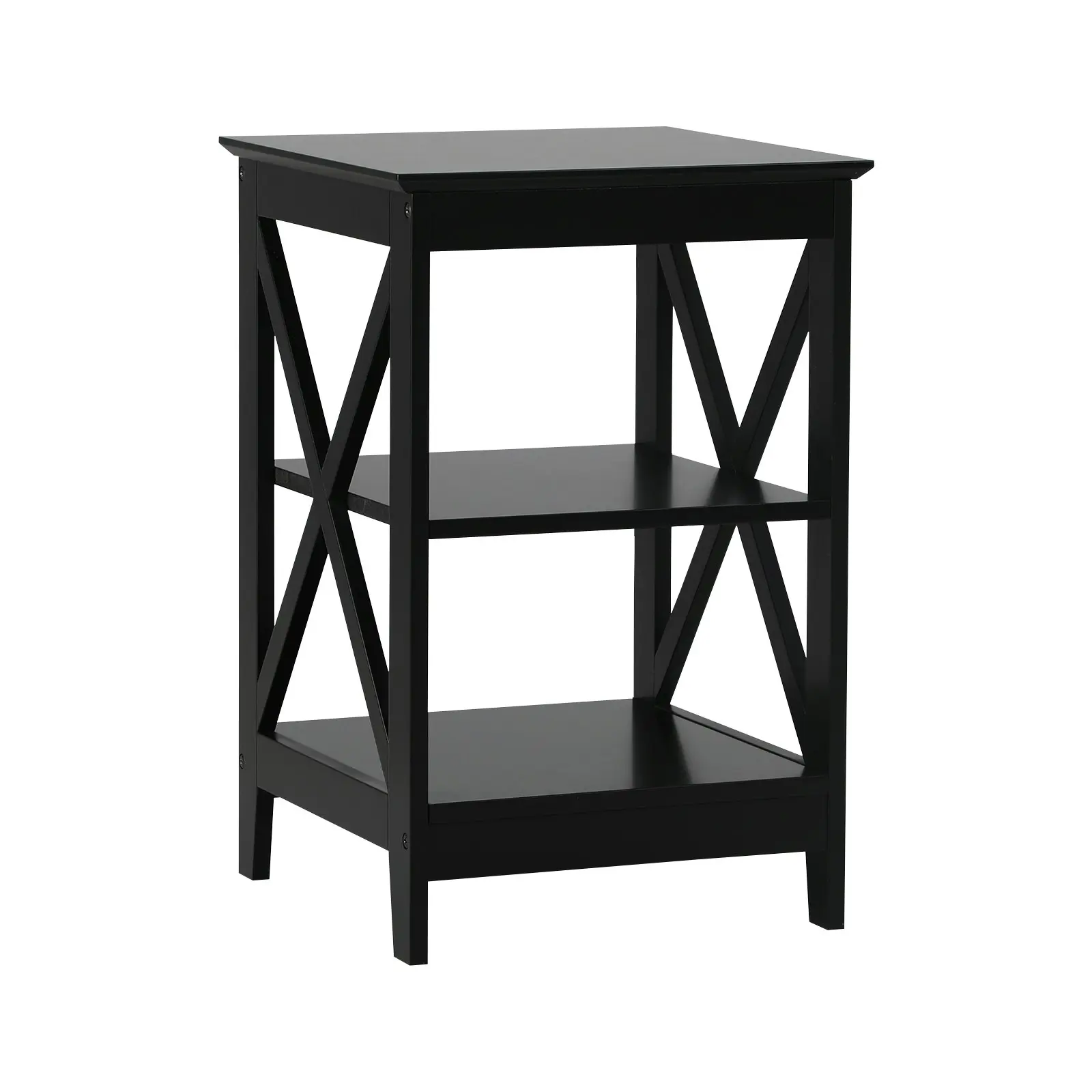 Oikiture Side Table Coffee Bedside Sofa End Tables 3-tier Shelf Black