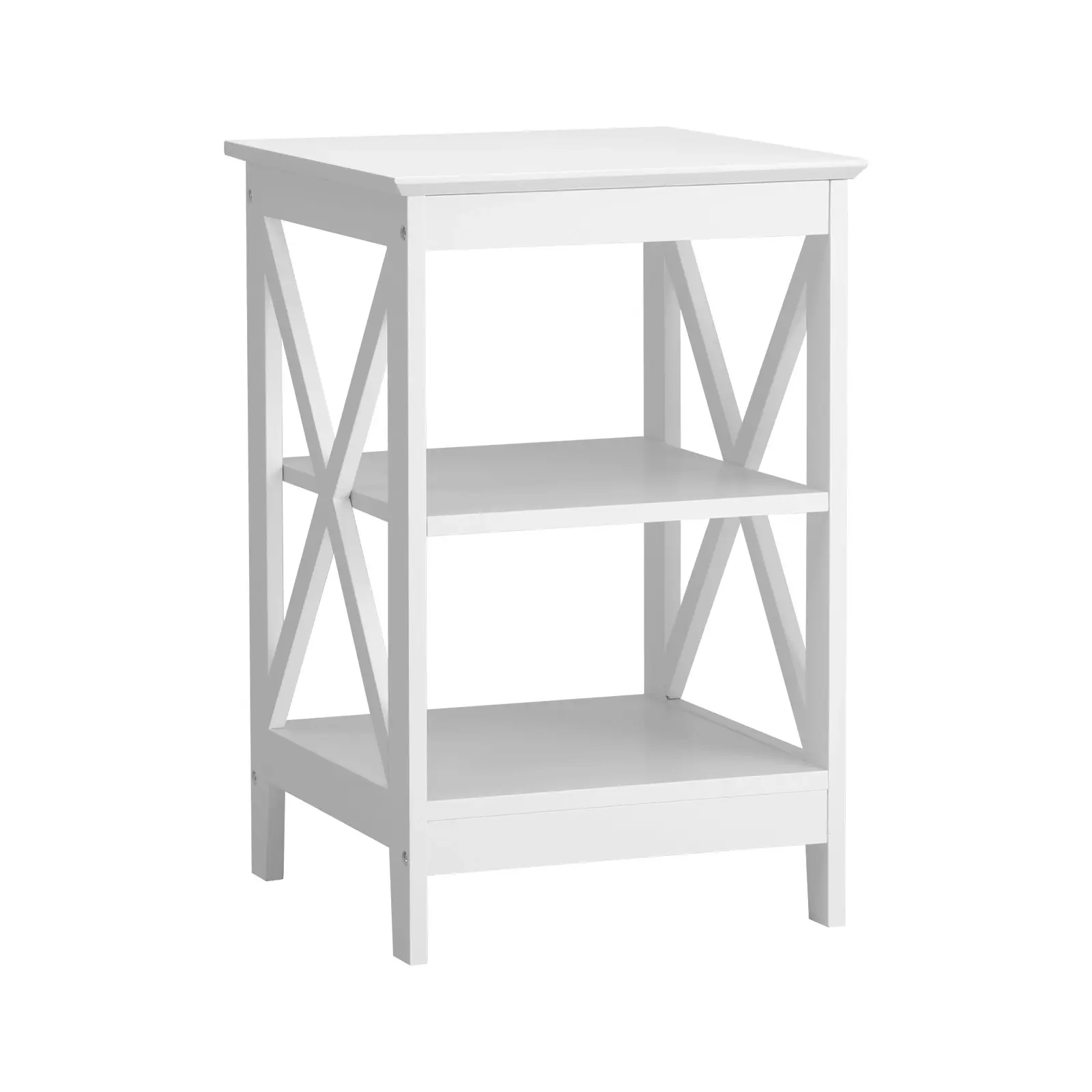 Oikiture Side Table Coffee Bedside Sofa End Tables 3-tier Shelf White