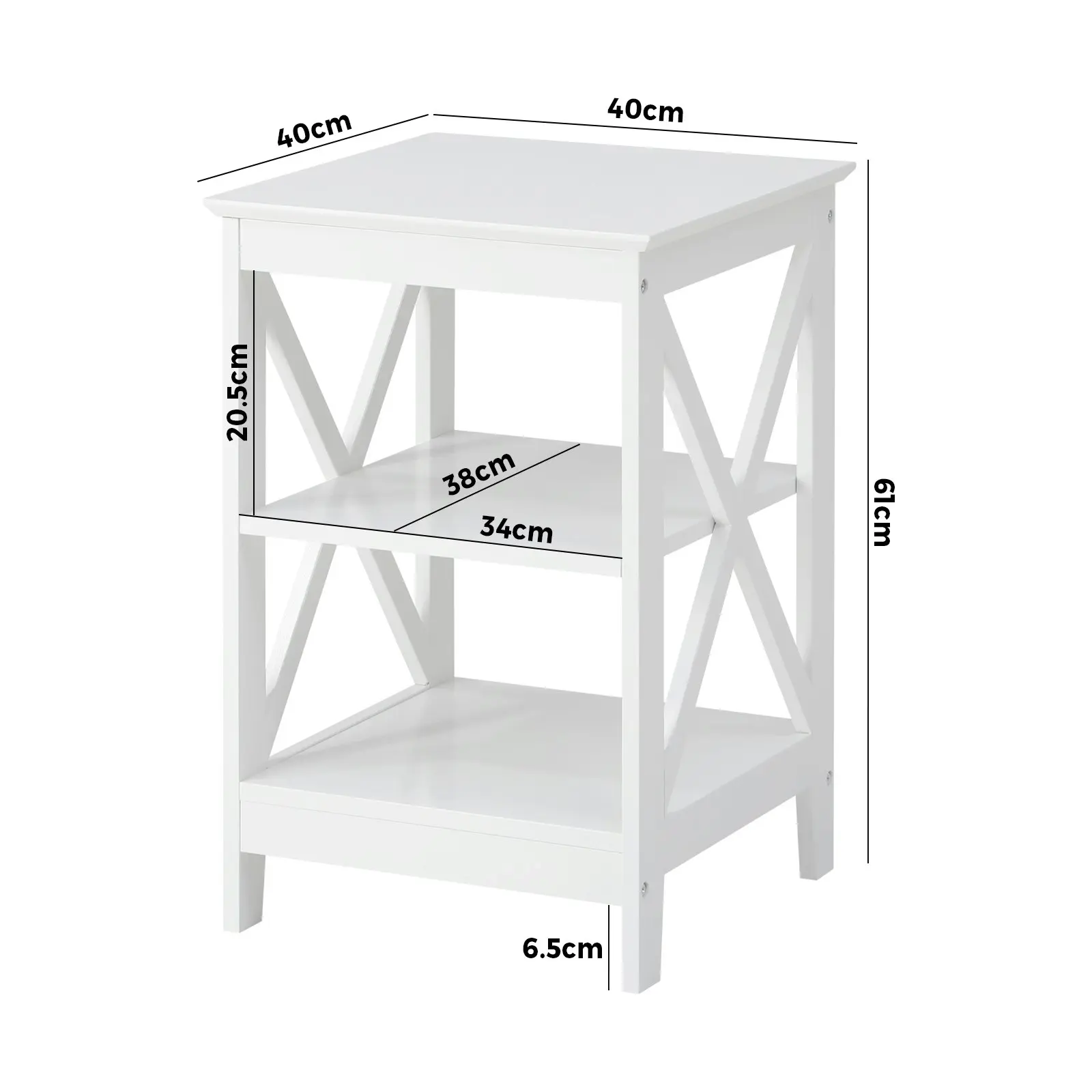 Oikiture Side Table Coffee Bedside Sofa End Tables 3-tier Shelf White