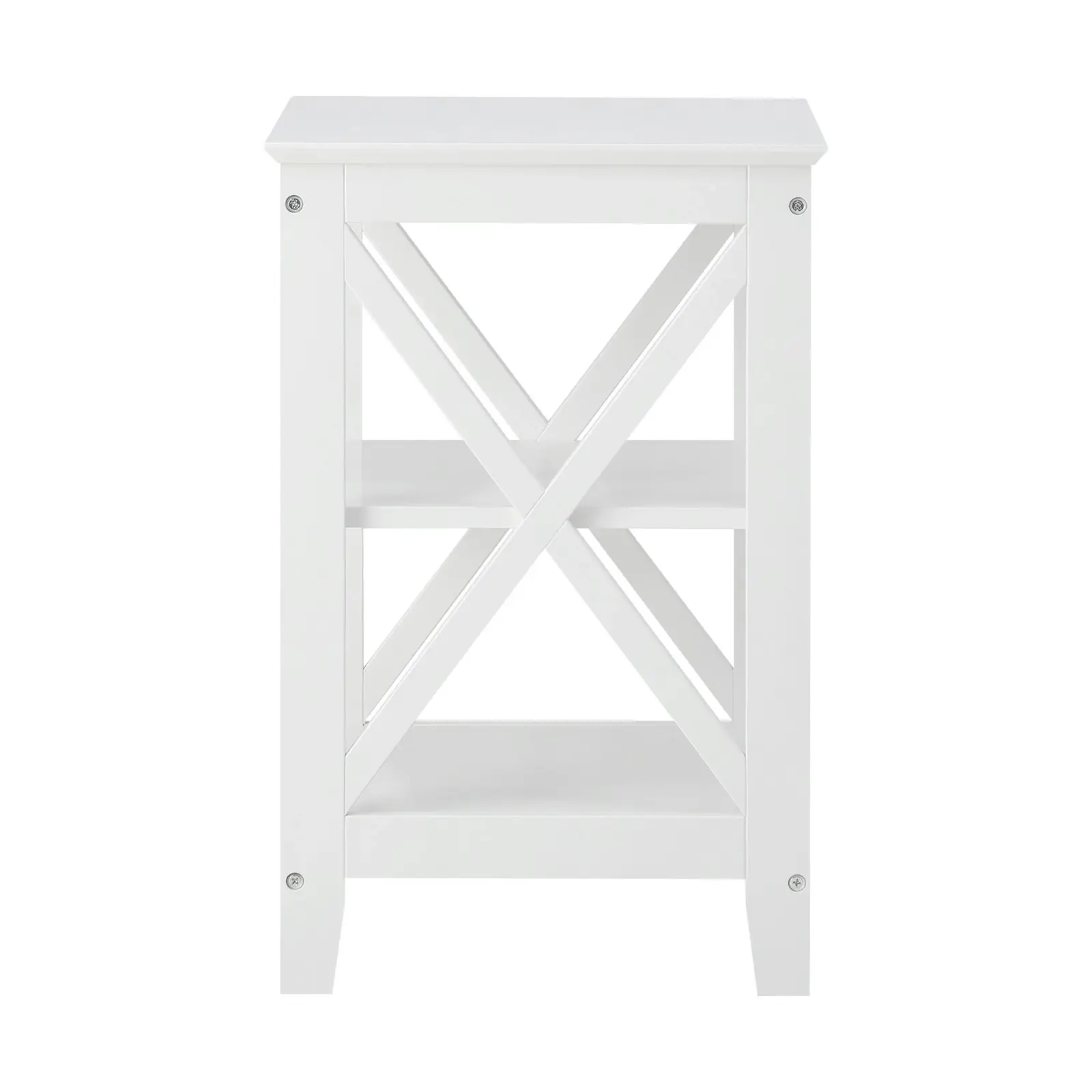 Oikiture Side Table Coffee Bedside Sofa End Tables 3-tier Shelf White