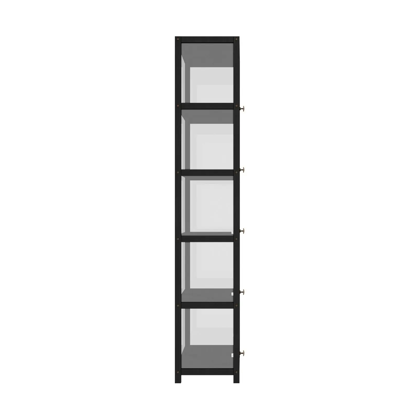 Oikiture Display Cabinet Slim Storage 5-Tier Shelves Clear Bookcase Rack Black