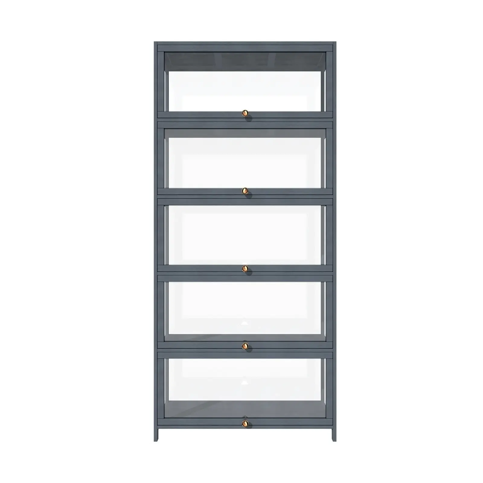 Oikiture Display Cabinet Storage 5-Tier Shelves Clear Bookcase Sideboard Grey