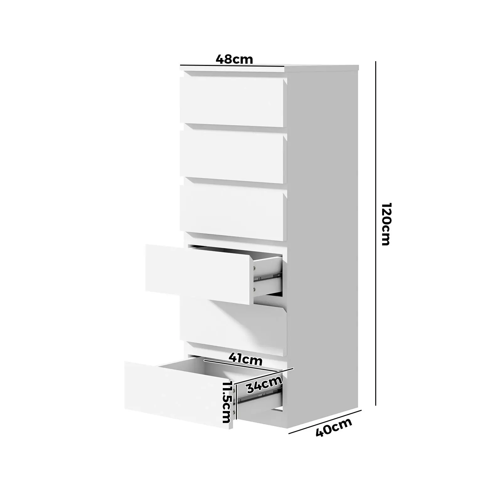 Oikiture 6 Chest of Drawers Tallboy Dresser Table Storage Cabinet Bedroom White