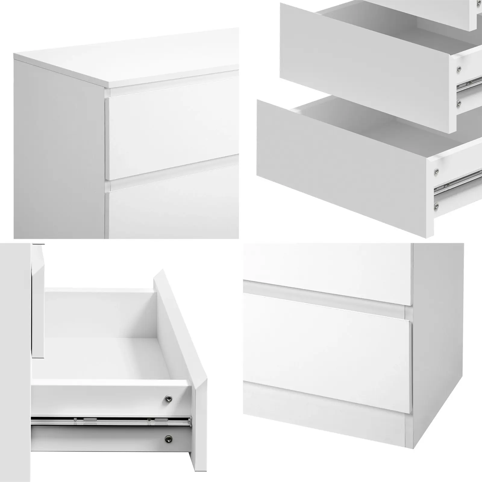 Oikiture 3 Chest of Drawers Lowboy Dresser Table Storage Cabinet Bedroom White