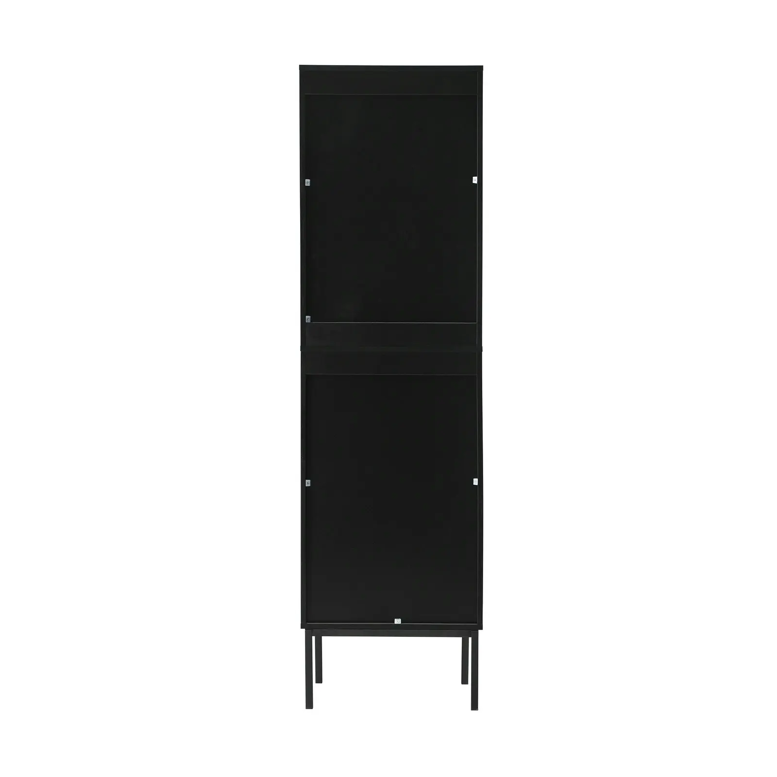 Oikiture Storage Cabinet Tall Slim Cupboard Tempered Glass Door Black