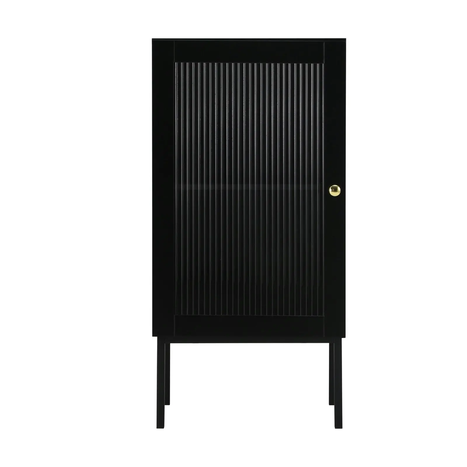 Oikiture Storage Cabinet Floor Cupboard Slim Tempered Glass Door Black