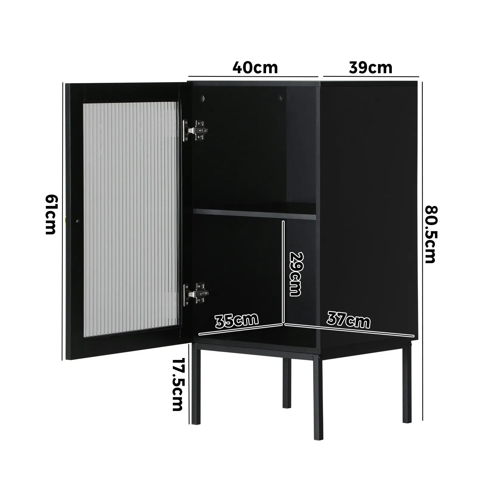 Oikiture Storage Cabinet Floor Cupboard Slim Tempered Glass Door Black