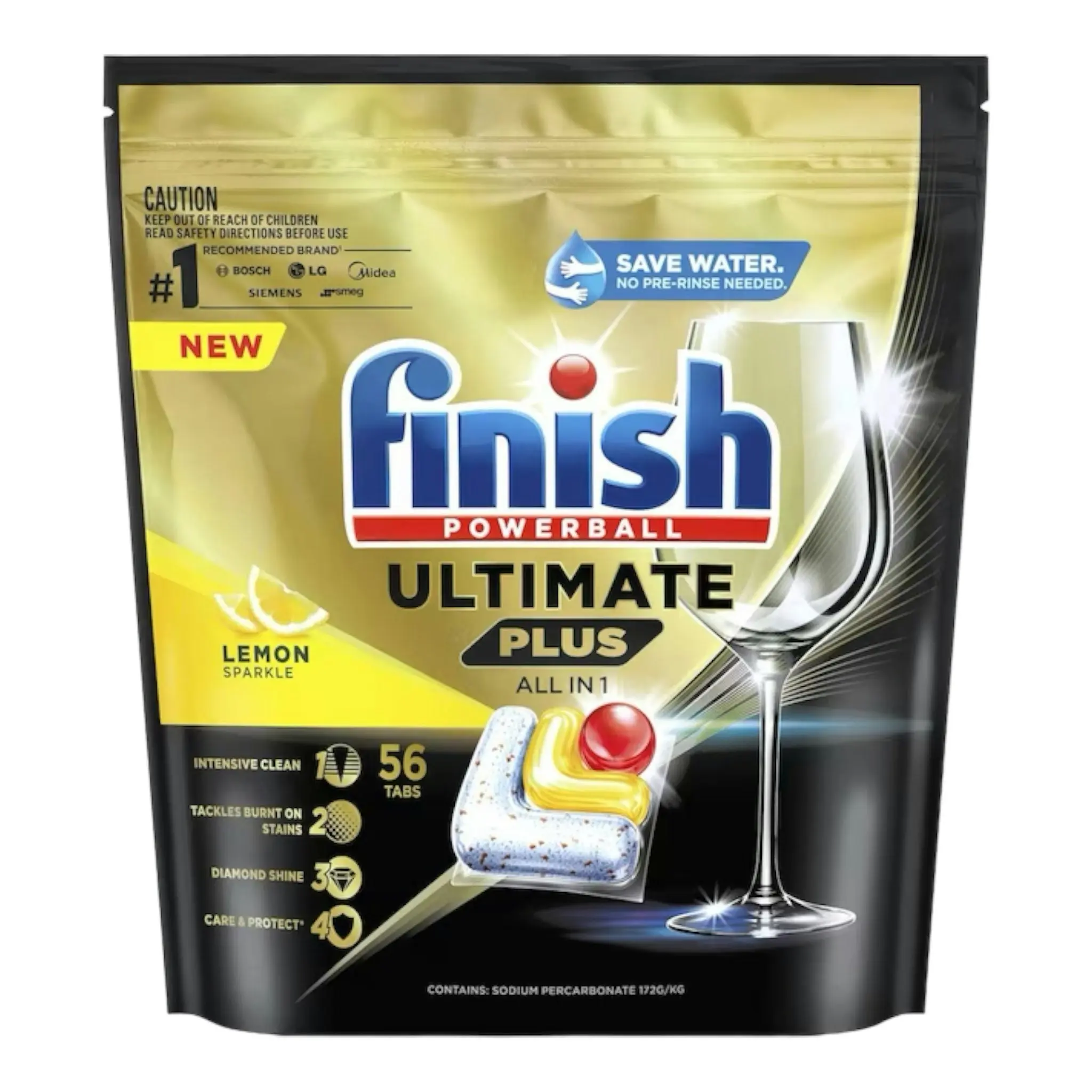 2 Pack Finish Ultimate Plus Lemon Sparkle Dishwasher Tablets 56 Pack