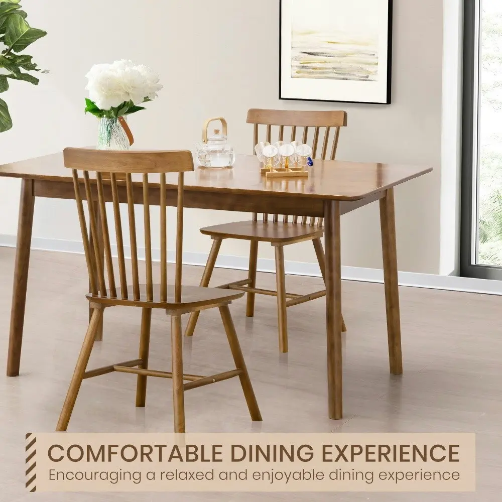 Furb 2x Dining Chairs Minimalist Vertical Back Chair Wooden Chair Home Walnut