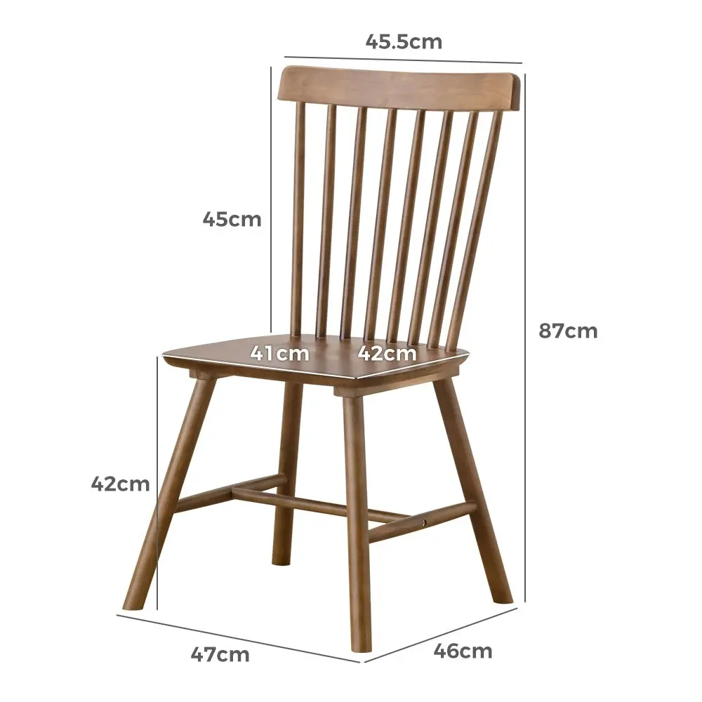 Furb 2x Dining Chairs Minimalist Vertical Back Chair Wooden Chair Home Walnut