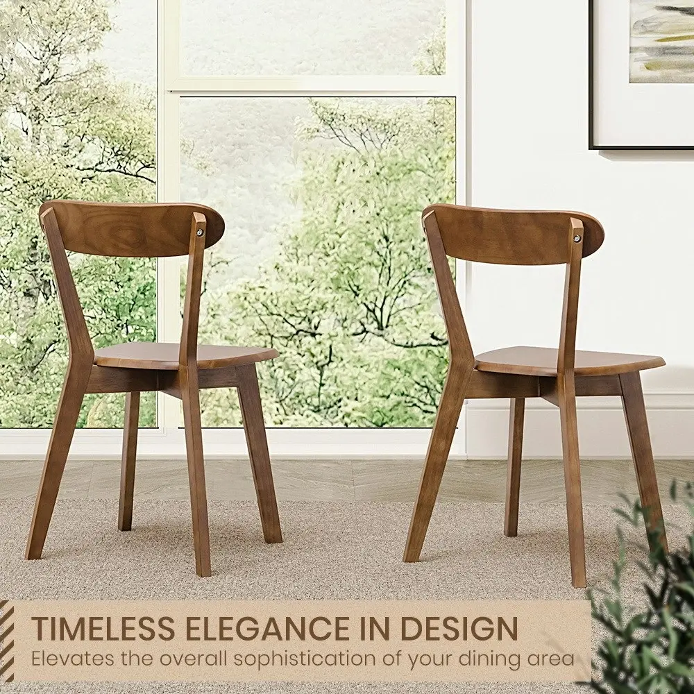 Furb 2x Dining Chairs Minimalist Wooden Chair Accent Chair Kitchen Walnut