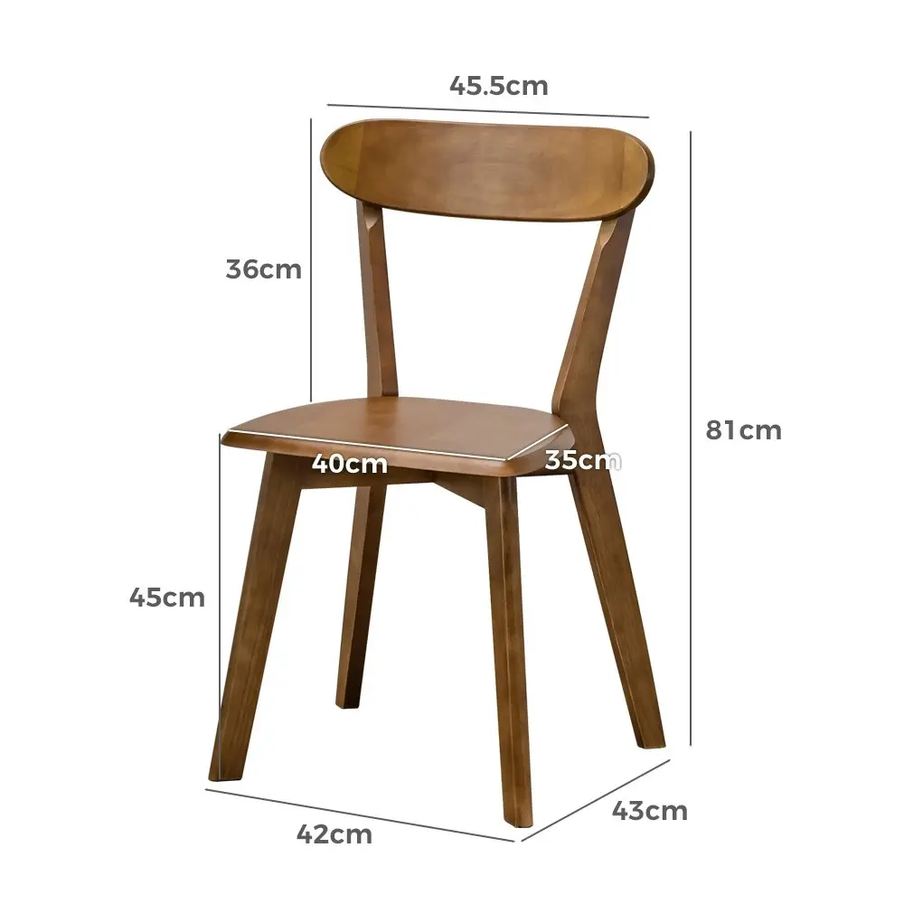 Furb 2x Dining Chairs Minimalist Wooden Chair Accent Chair Kitchen Walnut