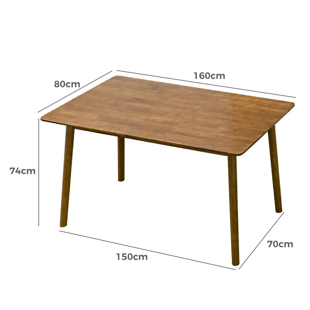 Furb Dining Table Wooden Frame Rectangle Kitchen Modern Natural Walnut 160x80cm