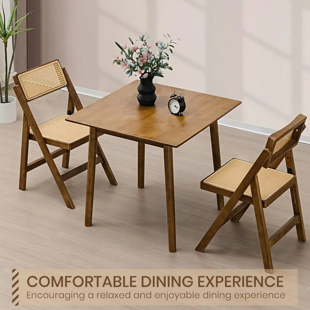 Furb Dining Table Wooden Frame Rectangle Kitchen Modern Natural Walnut 80x80cm