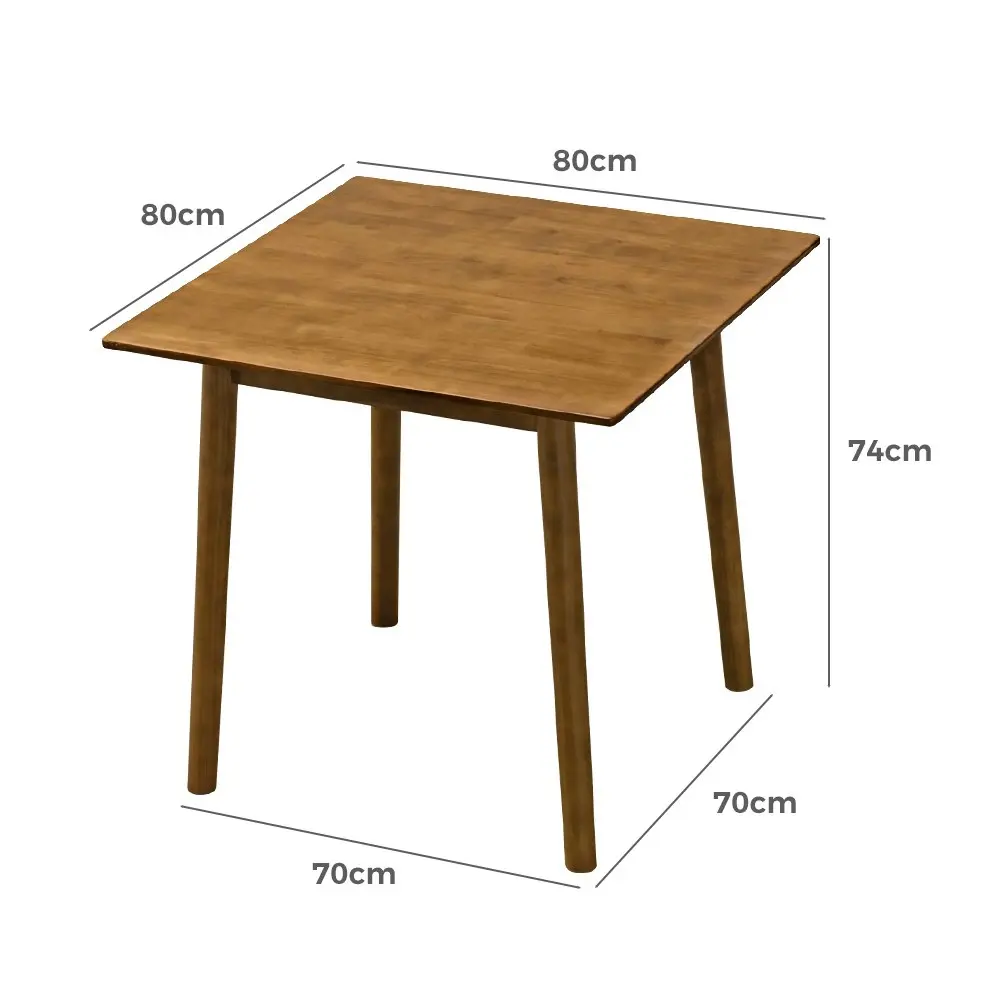 Furb Dining Table Wooden Frame Rectangle Kitchen Modern Natural Walnut 80x80cm