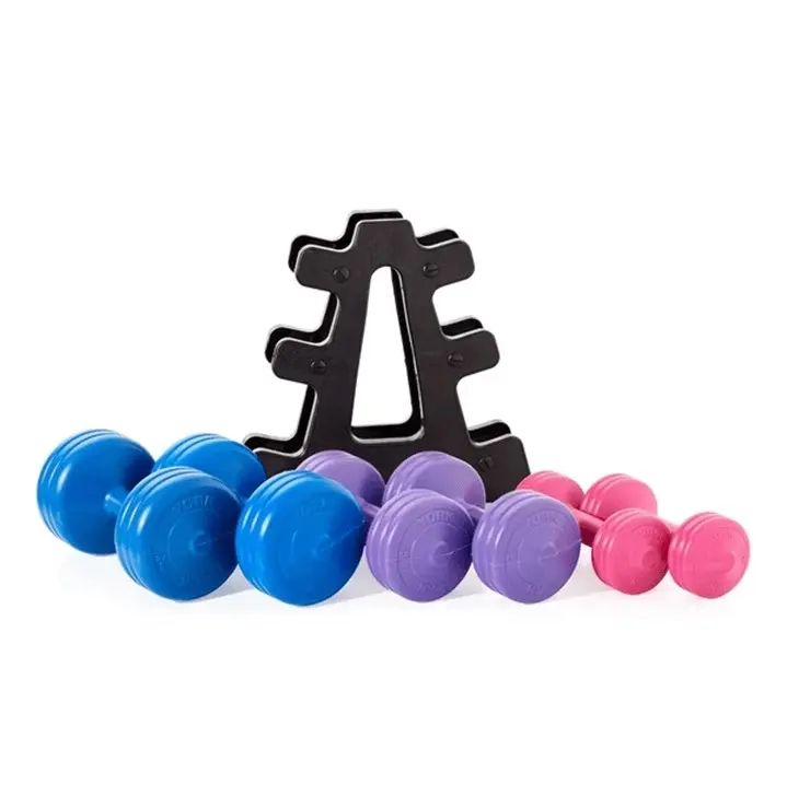 York Vinyl Dumbbell 19KG Set with Stand