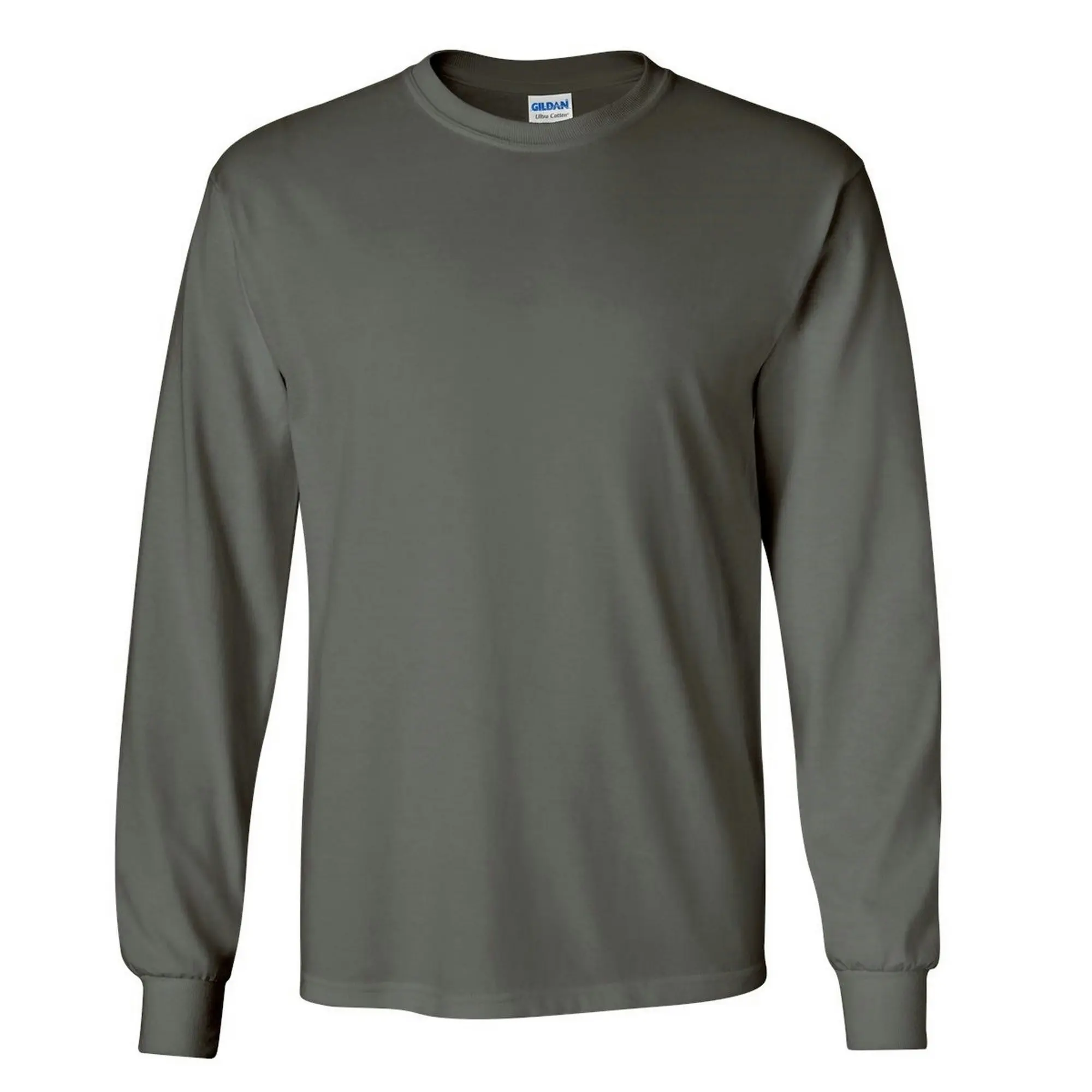 Gildan Mens Plain Crew Neck Ultra Cotton Long Sleeve T-Shirt