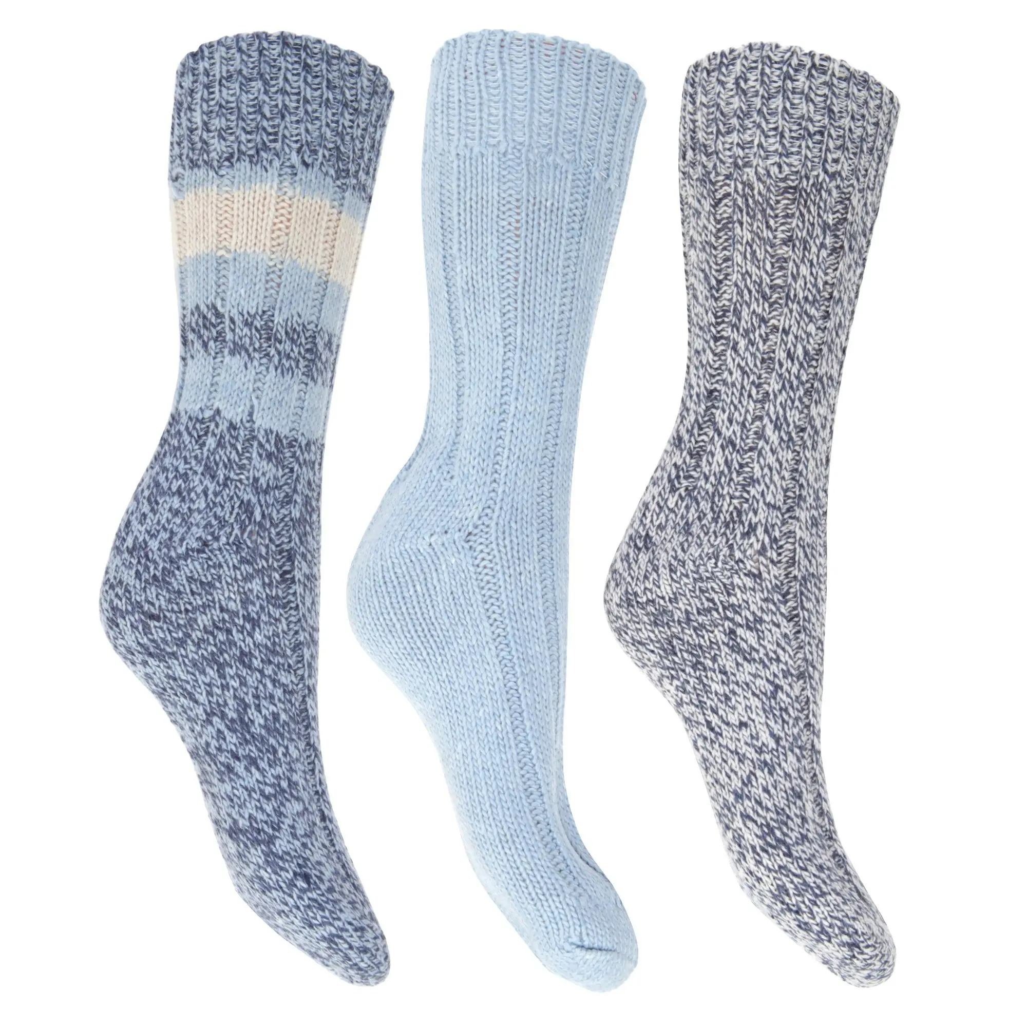 Floso Ladies/Womens Thermal Thick Chunky Wool Blended Socks (Pack Of 3)