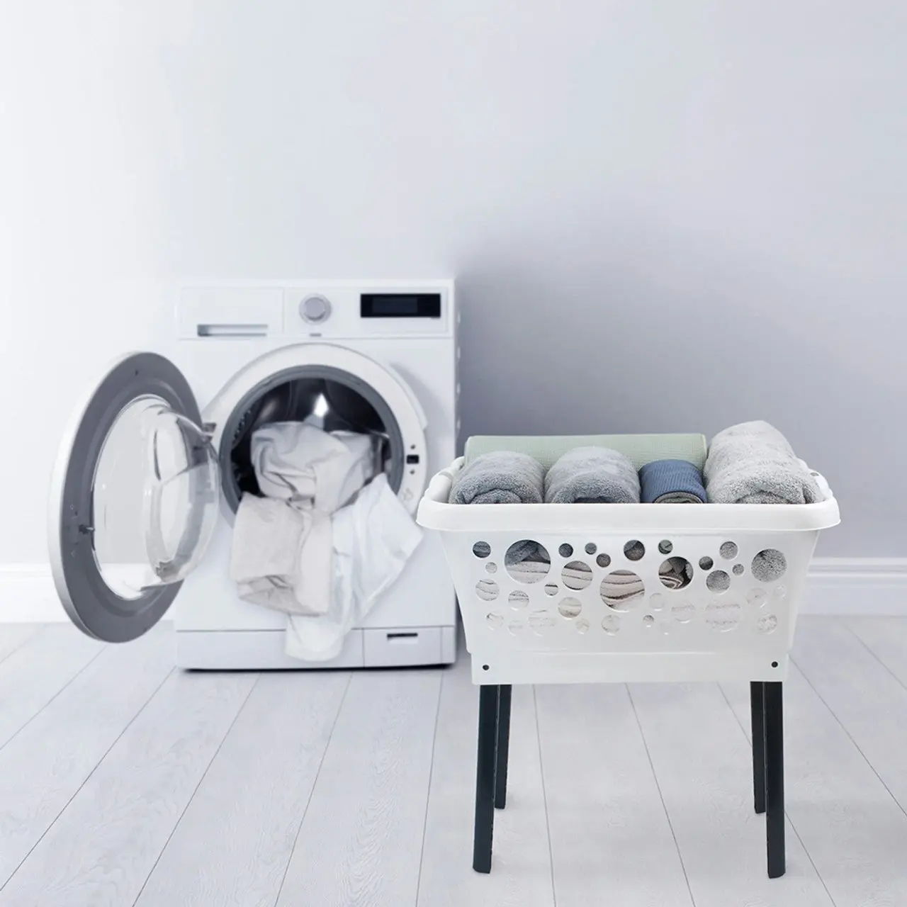 White Magic Laundry Basket with Legs