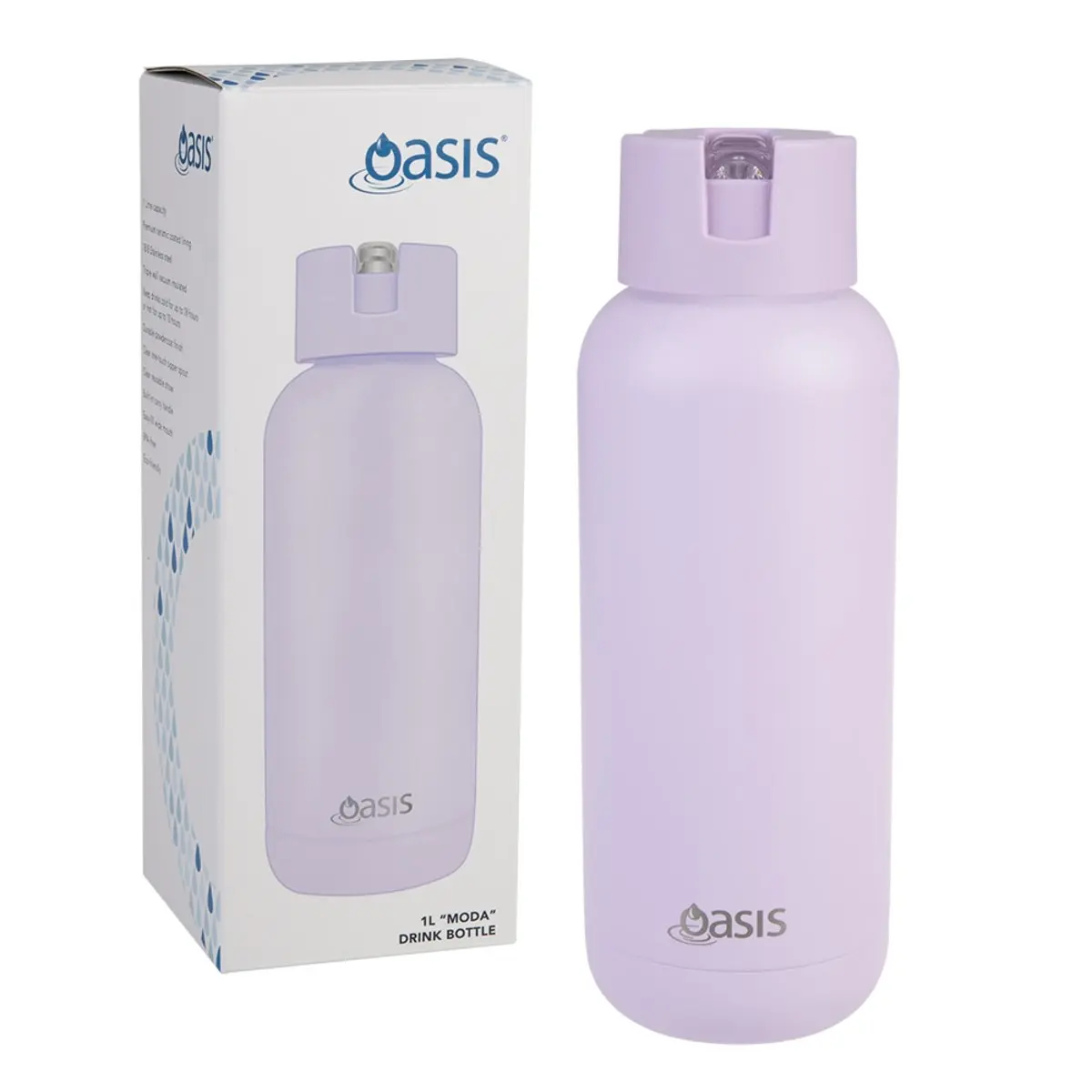 Oasis Moda Ceramic Lined Stainless Steel Triple Wall Drink Bottle 1.L