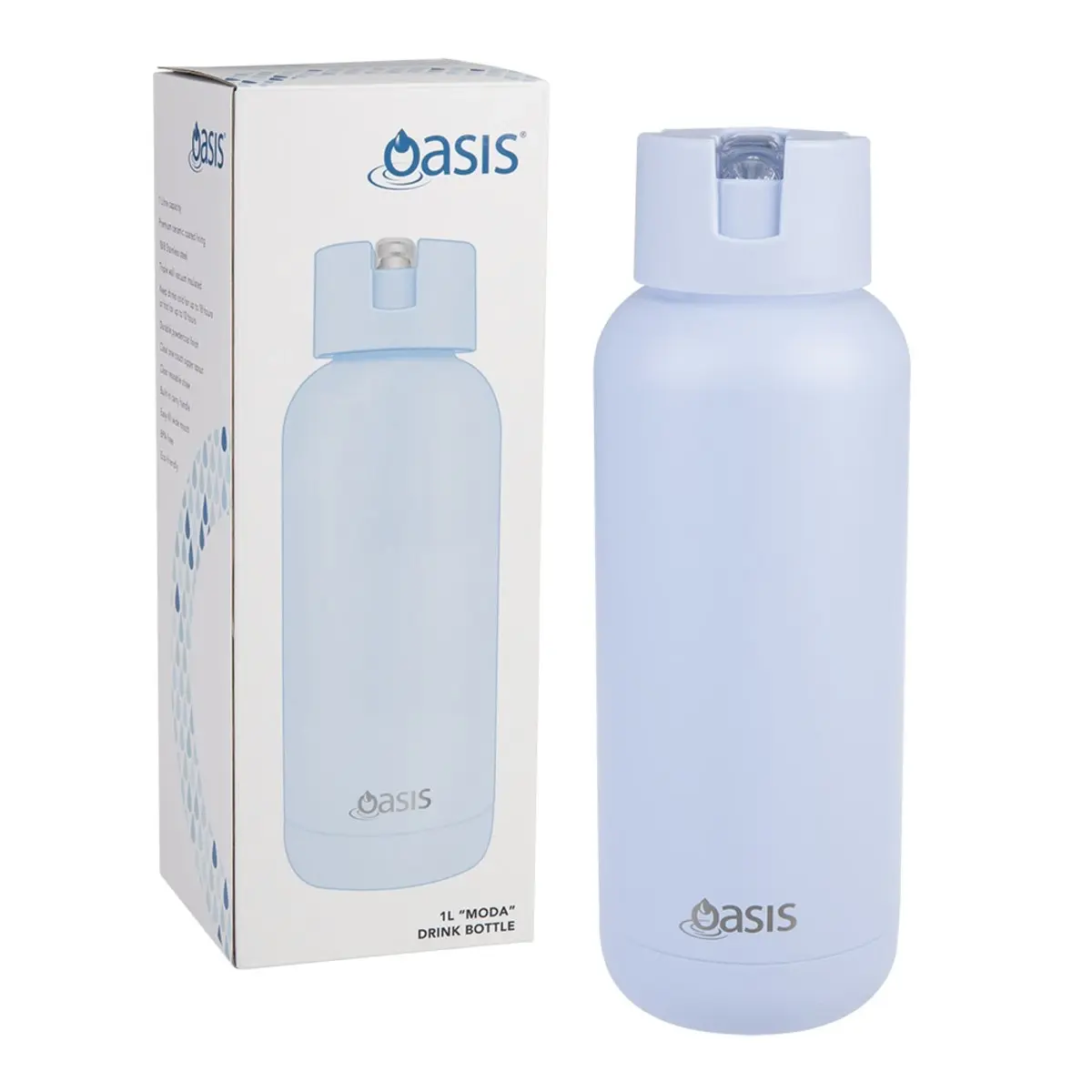 Oasis Moda Ceramic Lined Stainless Steel Triple Wall Drink Bottle 1.L