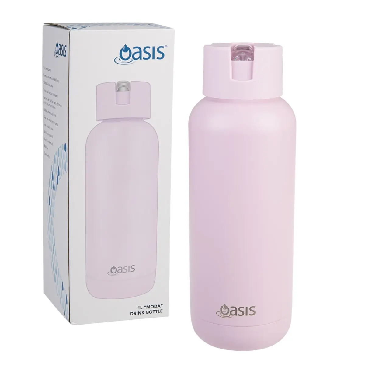 Oasis Moda Ceramic Lined Stainless Steel Triple Wall Drink Bottle 1.L