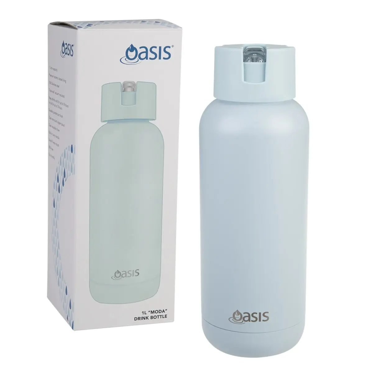 Oasis Moda Ceramic Lined Stainless Steel Triple Wall Drink Bottle 1.L