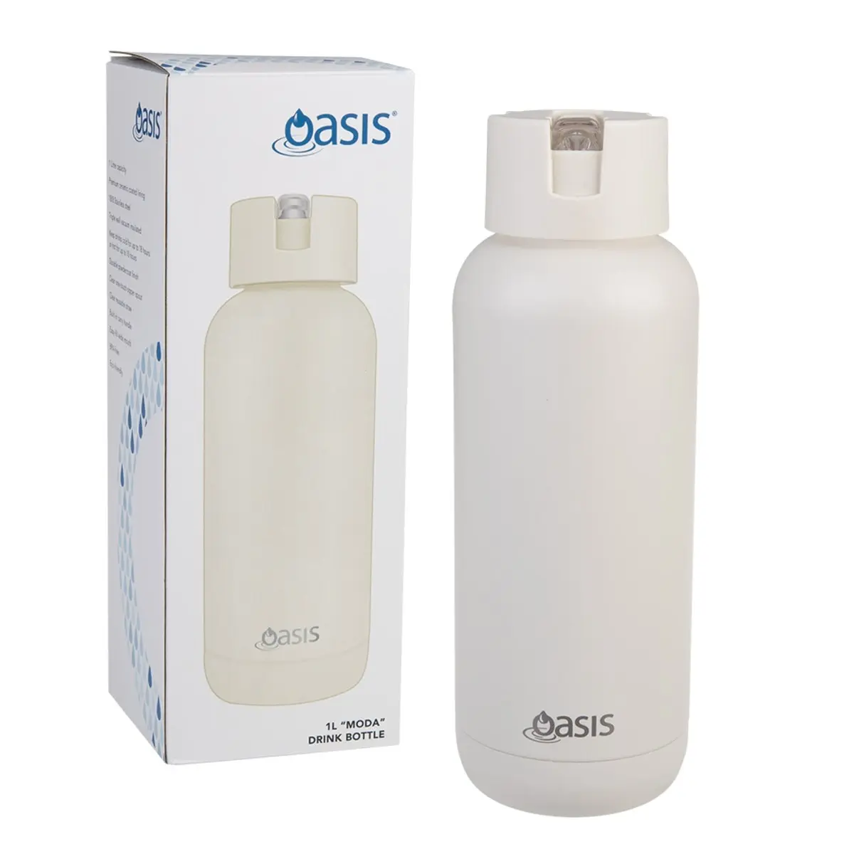 Oasis Moda Ceramic Lined Stainless Steel Triple Wall Drink Bottle 1.L