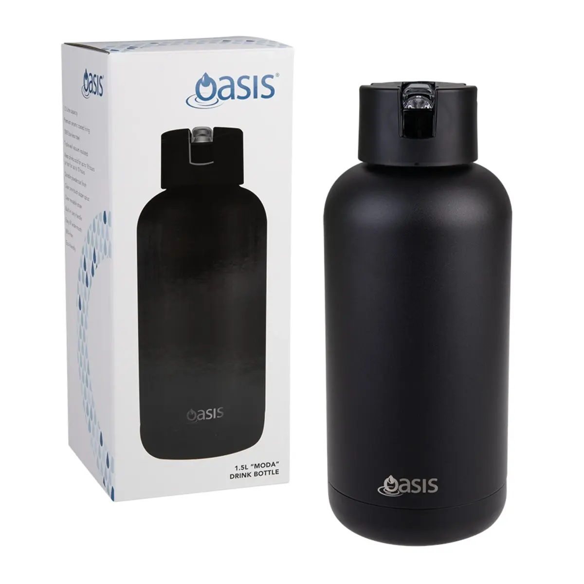 Oasis Moda Ceramic Lined Stainless Steel Triple Wall Drink Bottle 1.5l