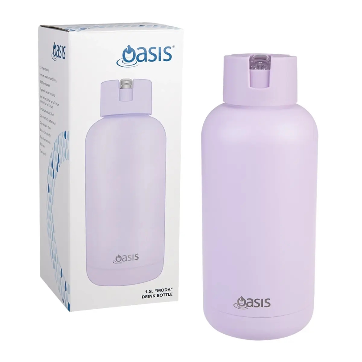 Oasis Moda Ceramic Lined Stainless Steel Triple Wall Drink Bottle 1.5l