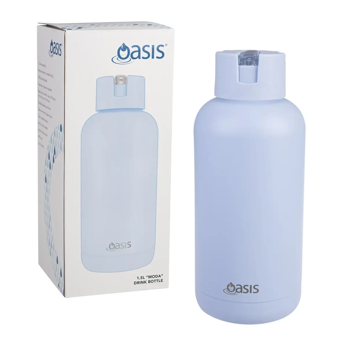 Oasis Moda Ceramic Lined Stainless Steel Triple Wall Drink Bottle 1.5l